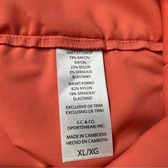 S C & Co Womens Athletic Skort XL Orange White Shorts Activewear Pockets Pull On - Picture 9 of 12